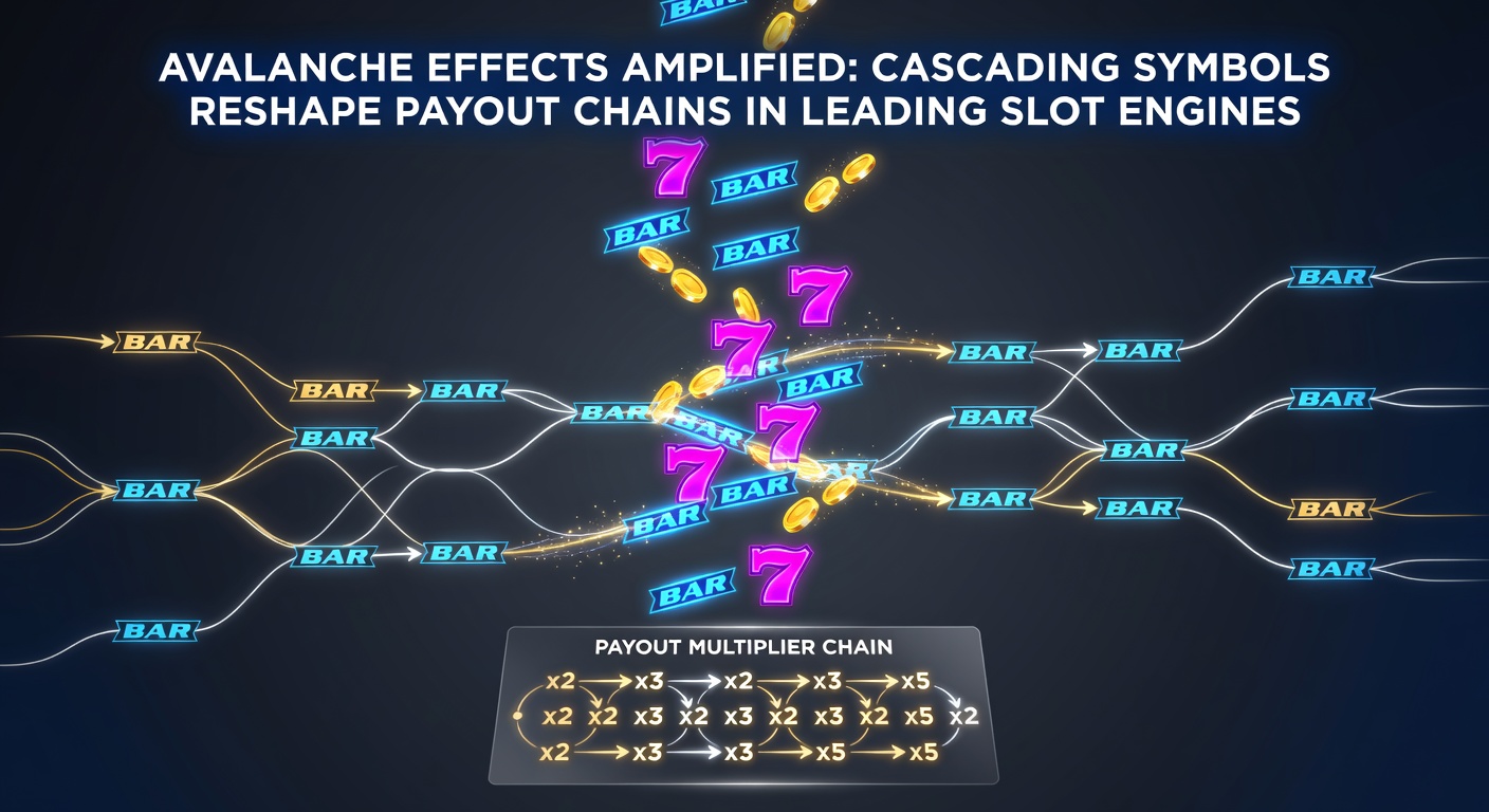 Close-up of multiplier escalation during a massive symbol cascade in a high-volatility slot engine