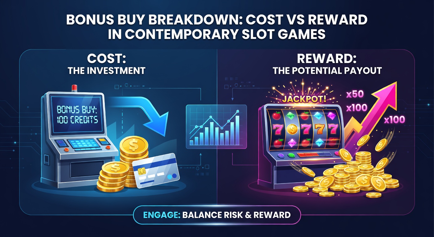 Infographic chart comparing bonus buy costs against average payouts and RTP uplift in various slot titles, with bars and lines illustrating volatility impacts
