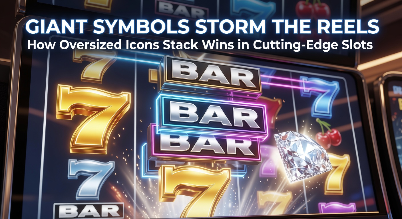 Oversized slot symbols spanning multiple reels, creating massive winning combinations on a vibrant game screen