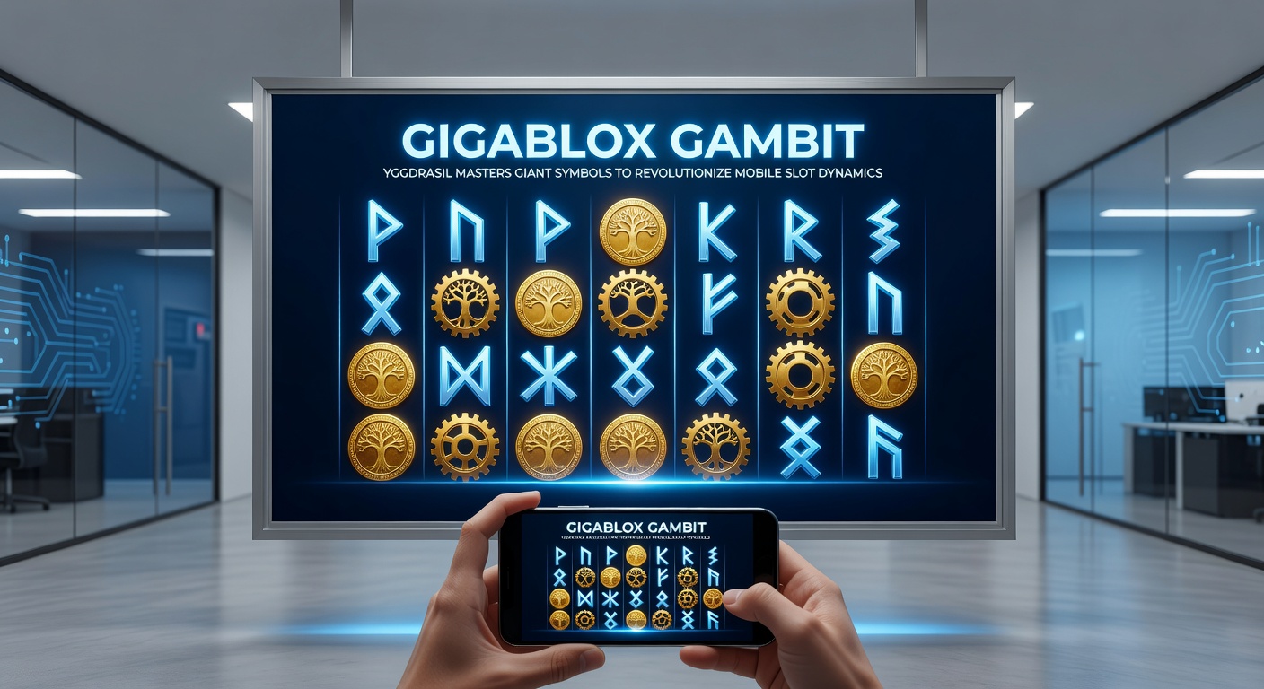Vibrant Gigablox symbols expanding across a slot grid, showcasing massive 3x3 and 4x4 icons in a high-energy mobile game