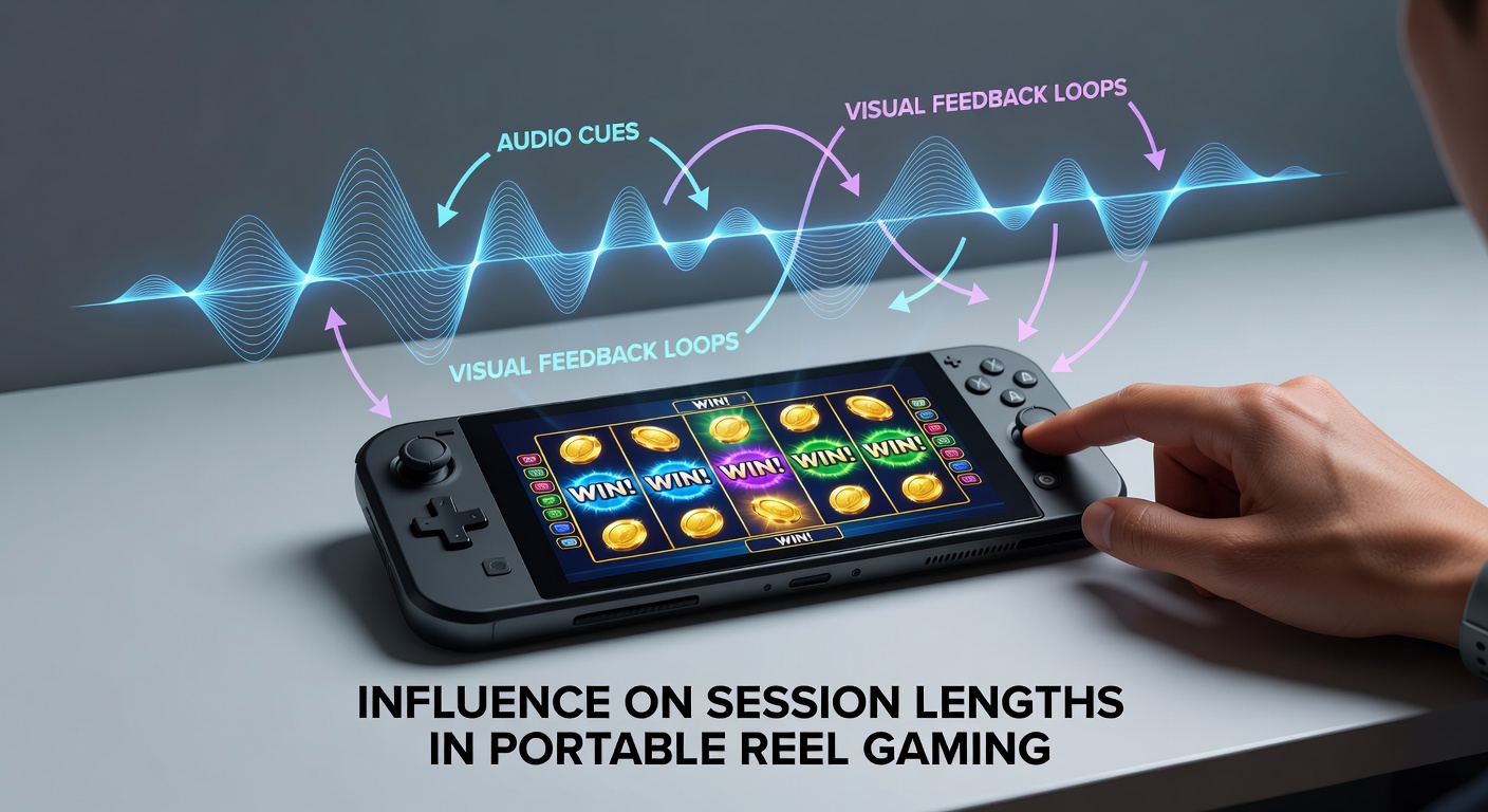 Player engaging with audio and visual feedback in a mobile reel game session
