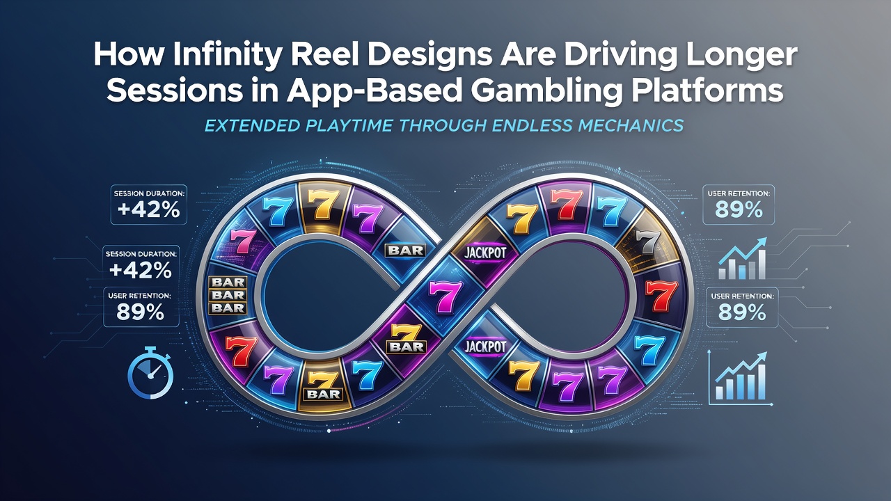Mobile device displaying an infinity reel slot game with expanding grid and multiple winning combinations