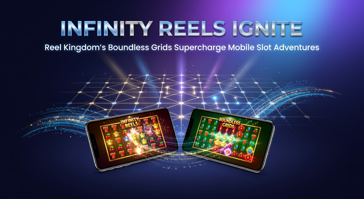 Dynamic screenshot of Reel Kingdom's Infinity Reels mechanic in action, with reels expanding infinitely and multipliers climbing on a vibrant mobile slot grid