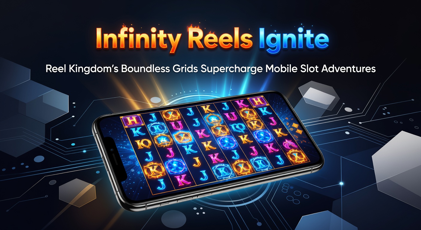 Close-up of a mobile slot screen displaying Reel Kingdom's Infinity Reels with multiple expanded reels, glowing multipliers, and cascading wins in progress