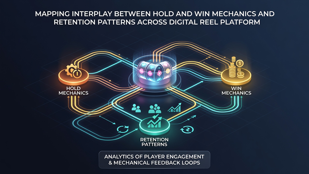 Analytics dashboard showing retention curves for slots featuring Hold and Win mechanics versus standard reel games